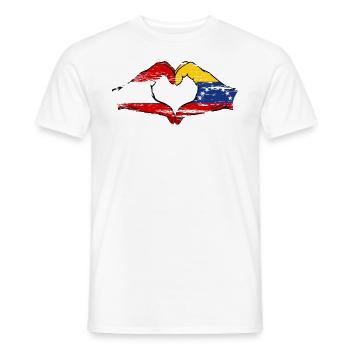Austria Venezuela Flag Hands Heart Shape used - Men's T-Shirt - white - Front - AI Model Male 178 dark (178cm)
