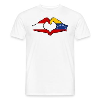Austria Venezuela Flag Hands Heart Shape - Men's T-Shirt - white - Front - AI Model Male 178 dark (178cm)