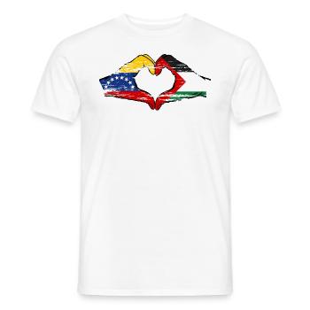 Venezuela Palestine drapeau mains forme de coeur utilisé - T-shirt homme - blanc - Devant - AI Model Male 178 dark (178cm)