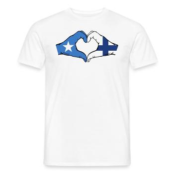 Somalie Finlande Drapeau Mains Coeur Forme - T-shirt homme - blanc - Devant - AI Model Male 178 dark (178cm)