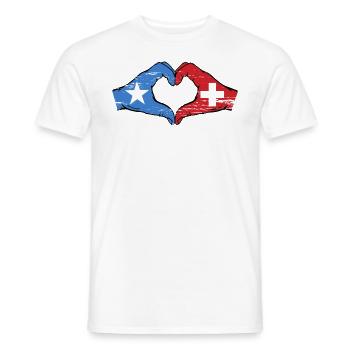 Somalia Switzerland Flag Hands Heart Shape Used - Men's T-Shirt - white - Front - AI Model Male 178 dark (178cm)