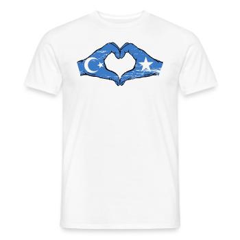Uiguren Somalia Flagge Hände Herzform used - Männer T-Shirt - Weiß - Vorne - AI Model Male 178 dark (178cm)