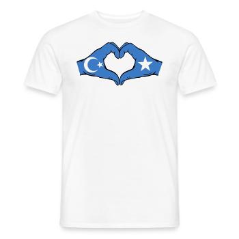 Uyghurs Somalia Flag Hands Heart Shape - Men's T-Shirt - white - Front - AI Model Male 178 dark (178cm)