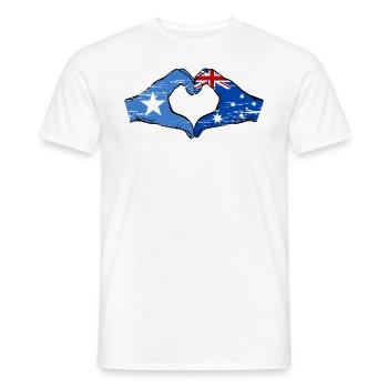 Somalia Australia flag hands heart shape used - Men's T-Shirt - white - Front - AI Model Male 178 dark (178cm)