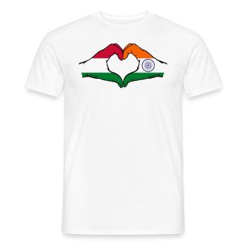 Hungary India Flag Hands Heart Shape - Men's T-Shirt - white - Front - AI Model Male 178 dark (178cm)