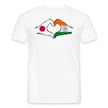 Japan India Flag Hands Heart Shape - Men's T-Shirt - white - Front - AI Model Male 178 dark (178cm)