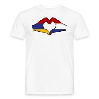 Armenia Holland Flag Hands Heart Shape - Men's T-Shirt - white - Front - AI Model Male 178 dark (178cm)