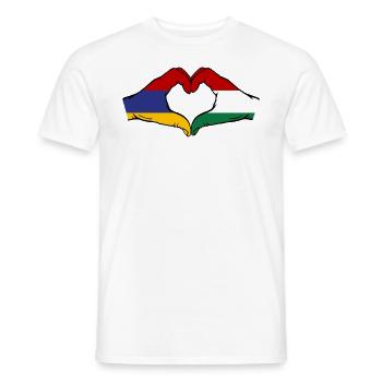 Armenia Hungary Flag Hands Heart Shape - Men's T-Shirt - white - Front - AI Model Male 178 dark (178cm)
