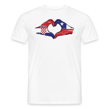 Croatia Chile flag hands heart shape used - Men's T-Shirt - white - Front - AI Model Male 178 dark (178cm)