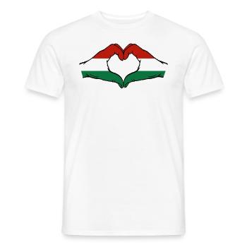 Ungarn Flagge Hände Herzform - Männer T-Shirt - Weiß - Vorne - AI Model Male 178 dark (178cm)