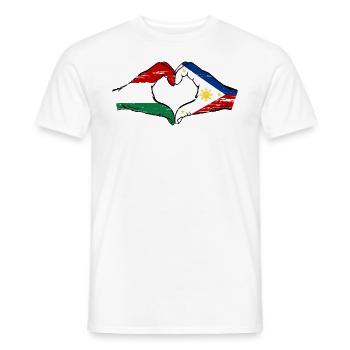 Hungary Philippines Flag Hands Heart Shape Used - Men's T-Shirt - white - Front - AI Model Male 178 dark (178cm)