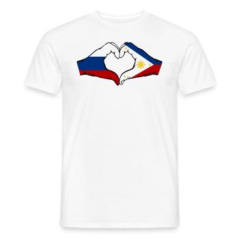 Russland Philippinen Flagge Hände Herzform - Männer T-Shirt - Weiß - Vorne - AI Model Male 178 dark (178cm)