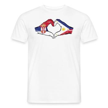 Serbie Philippines drapeau mains forme de coeur utilisé - T-shirt homme - blanc - Devant - AI Model Male 178 dark (178cm)