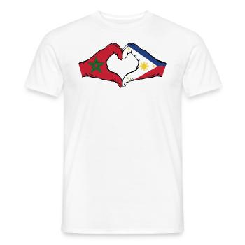 Maroc Philippines Drapeau Mains Coeur Forme - T-shirt homme - blanc - Devant - AI Model Male 178 dark (178cm)