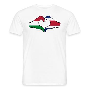 Hungary Costa Rica Flag Hands Heart Shape - Men's T-Shirt - white - Front - AI Model Male 178 dark (178cm)