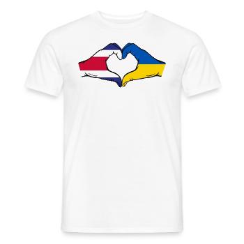 Costa Rica Ukraine Flagge Hände Herzform - Männer T-Shirt - Weiß - Vorne - AI Model Male 178 dark (178cm)