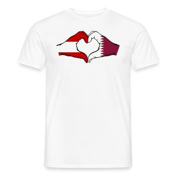 Österreich Katar Flagge Hände Herzform - Männer T-Shirt - Weiß - Vorne - AI Model Male 178 dark (178cm)