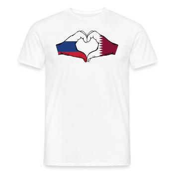 Russland Katar Flagge Hände Herzform - Männer T-Shirt - Weiß - Vorne - AI Model Male 178 dark (178cm)