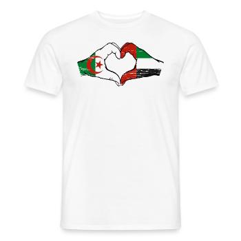 Algerien Vereinigte Arabische Emirate Flagge Herz - Männer T-Shirt - Weiß - Vorne - AI Model Male 178 dark (178cm)