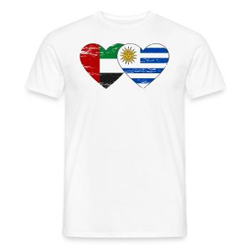 United Arab Emirates Uruguay Flag Heart - Men's T-Shirt - white - Front - AI Model Male 178 dark (178cm)