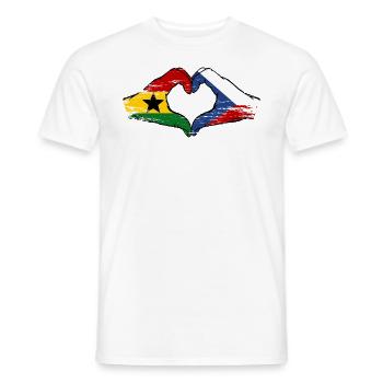Ghana Tschechien Flagge Hände Herzform used - Männer T-Shirt - Weiß - Vorne - AI Model Male 178 dark (178cm)