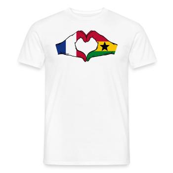 France Ghana Flag Hands Heart Shape - Men's T-Shirt - white - Front - AI Model Male 178 dark (178cm)