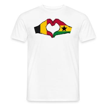 Belgien Ghana Flagge Hände Herzform - Männer T-Shirt - Weiß - Vorne - AI Model Male 178 dark (178cm)