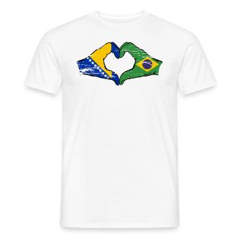 Bosnia Brazil Flag Hands Heart Shape Used - Men's T-Shirt - white - Front - AI Model Male 178 dark (178cm)