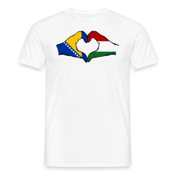 Bosnia Hungary Flag Hands Heart Shape - Men's T-Shirt - white - Front - AI Model Male 178 dark (178cm)