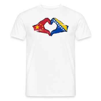 China Bosnia Flag Heart Shape - Men's T-Shirt - white - Front - AI Model Male 178 dark (178cm)