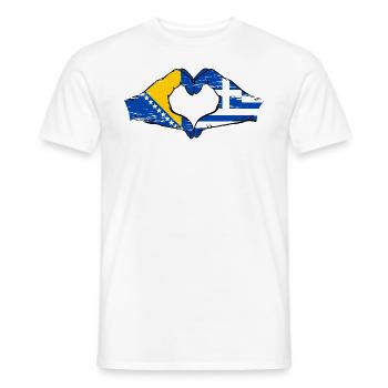Bosnien Griechenland Flagge Hände Herzform used - Männer T-Shirt - Weiß - Vorne - AI Model Male 178 dark (178cm)