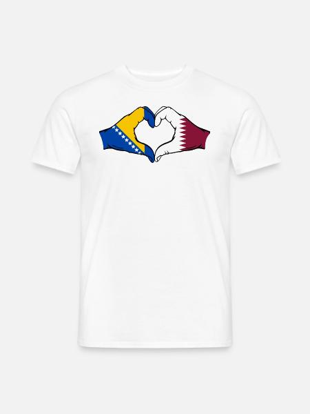 Bosnien Katar Flagge Hände Herzform - Männer T-Shirt - Weiß