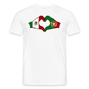 Mexique Portugal Drapeau Mains Coeur Forme - T-shirt homme - blanc - Devant - AI Model Male 178 dark (178cm)