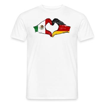Mexico Germany Flag Hands Heart Shape Used - Men's T-Shirt - white - Front - AI Model Male 178 dark (178cm)