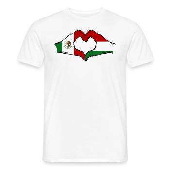 Mexico Hungary Flag Hands Heart Shape - Men's T-Shirt - white - Front - AI Model Male 178 dark (178cm)