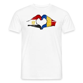 Égypte Roumanie drapeau mains forme de coeur utilisé - T-shirt homme - blanc - Devant - AI Model Male 178 dark (178cm)