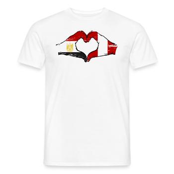 Égypte Pérou Drapeau Mains Coeur Forme Utilisé - T-shirt homme - blanc - Devant - AI Model Male 178 dark (178cm)