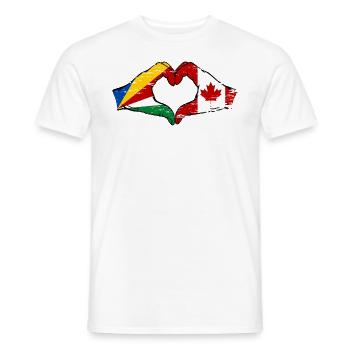 Seychelles Canada flag hands heart shape used - Men's T-Shirt - white - Front - AI Model Male 178 dark (178cm)
