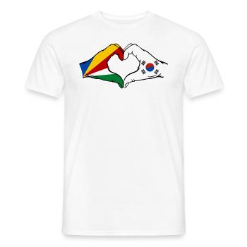 Seychellen Südkorea Flagge Hände Herzform - Männer T-Shirt - Weiß - Vorne - AI Model Male 178 dark (178cm)