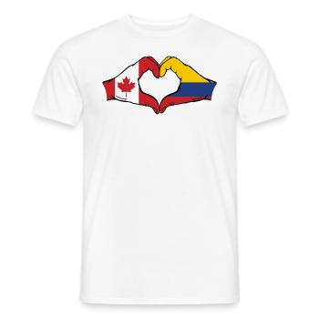 Canada Colombie drapeau mains forme coeur - T-shirt homme - blanc - Devant - AI Model Male 178 dark (178cm)