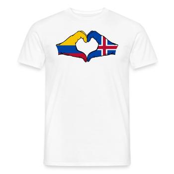 Colombie Islande Drapeau Mains Coeur Forme - T-shirt homme - blanc - Devant - AI Model Male 178 dark (178cm)