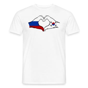 Russia South Korea Flag Hands Heart Shape - Men's T-Shirt - white - Front - AI Model Male 178 dark (178cm)
