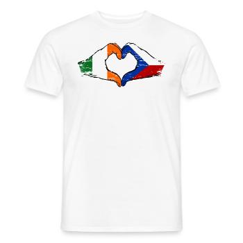 Irlande République tchèque drapeau mains coeur forme utilisé - T-shirt homme - blanc - Devant - AI Model Male 178 dark (178cm)
