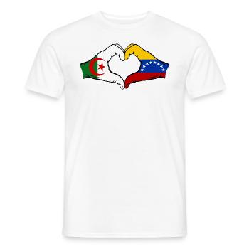 Algeria Venezuela Flag Hands Heart Shape - Men's T-Shirt - white - Front - AI Model Male 178 dark (178cm)