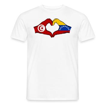 Tunisia Venezuela Flag Hands Heart Shape - Men's T-Shirt - white - Front - AI Model Male 178 dark (178cm)