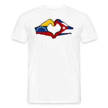Venezuela Cuba Flag Hands Heart Shape - Men's T-Shirt - white - Front - AI Model Male 178 dark (178cm)