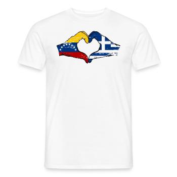 Venezuela Griechenland Flagge Hände Herzform used - Männer T-Shirt - Weiß - Vorne - AI Model Male 178 dark (178cm)