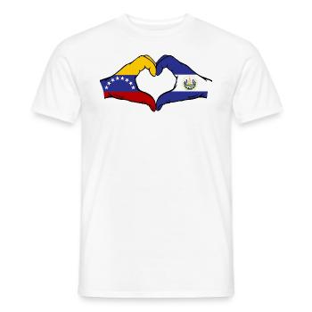 Venezuela El Salvador Drapeau Mains Coeur Forme - T-shirt homme - blanc - Devant - AI Model Male 178 dark (178cm)