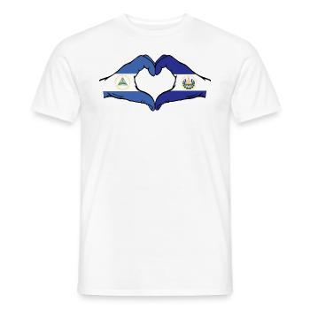 Nicaragua El Salvador Drapeau Mains Coeur Forme - T-shirt homme - blanc - Devant - AI Model Male 178 dark (178cm)