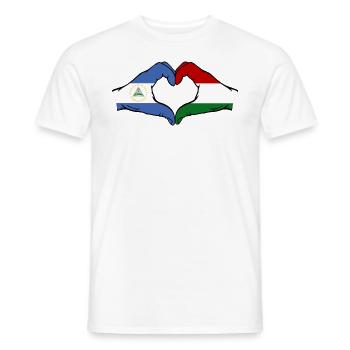 Nicaragua Hungary Flag Hands Heart Shape - Men's T-Shirt - white - Front - AI Model Male 178 dark (178cm)